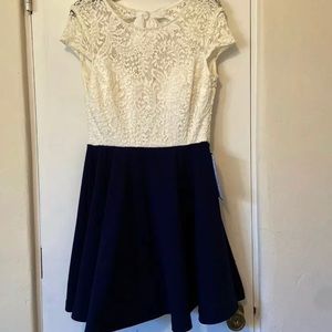 b darlin dress Size 7/8 White Top Navy Bottom